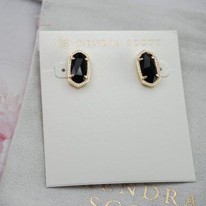 Kendra Scott Ellie Gold Stud Earrings in Black (Brand New)